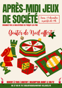 Lire la suite à propos de l’article APRÈS-MIDI JEUX DE SOCIÉTÉ À LA BIBLIOTHÈQUE DE PARCAY-LES-PINS